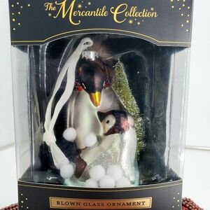Demdaco The Mercantile Collection Blown Glass Ornament Penguins 5” Tall (25)**